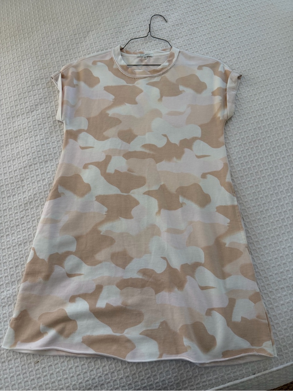 Z Supply Kids Beige Camo Short Sleeve Pajama Dress